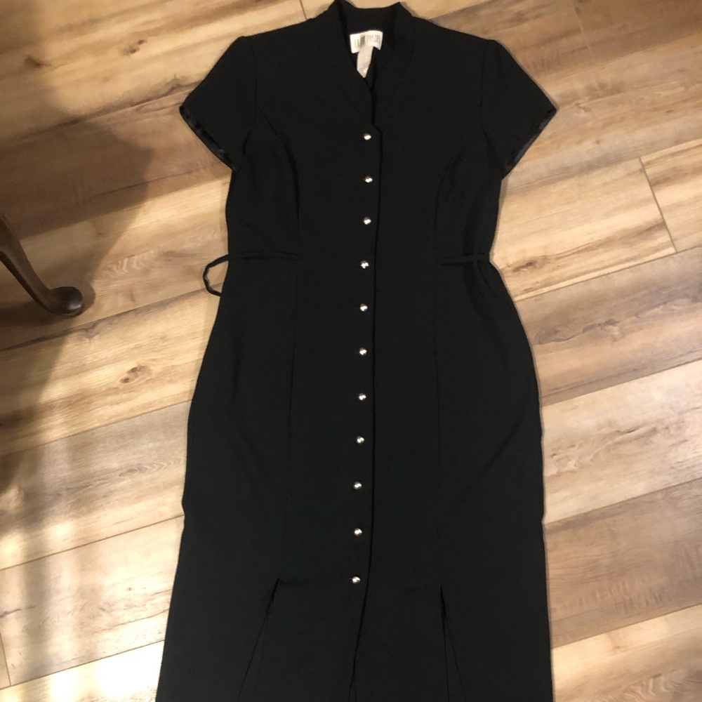 Vintage Julian Taylor Black Button Up Dress Size 14
